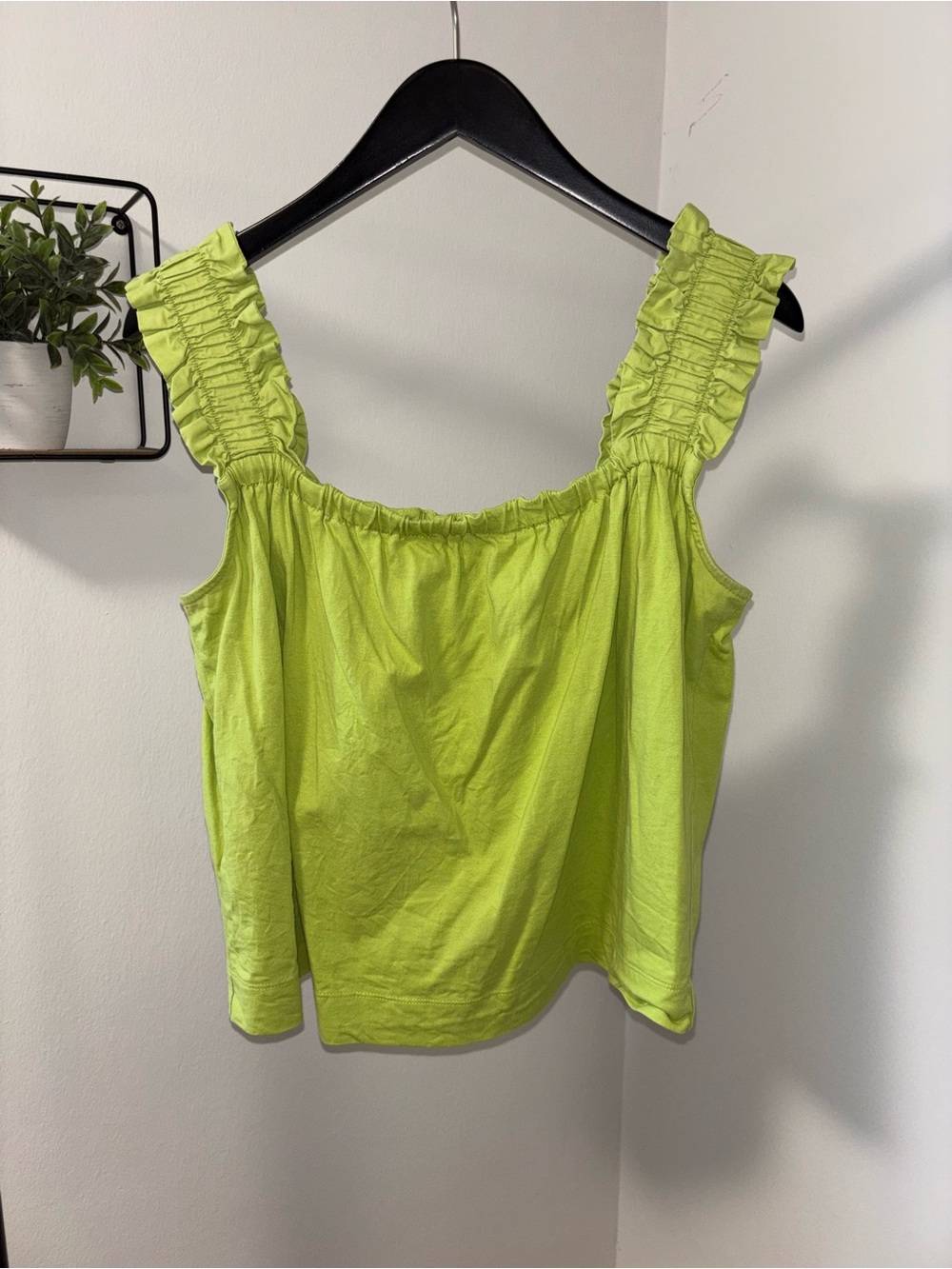 Ruffled Strap Lime Green Tank Top